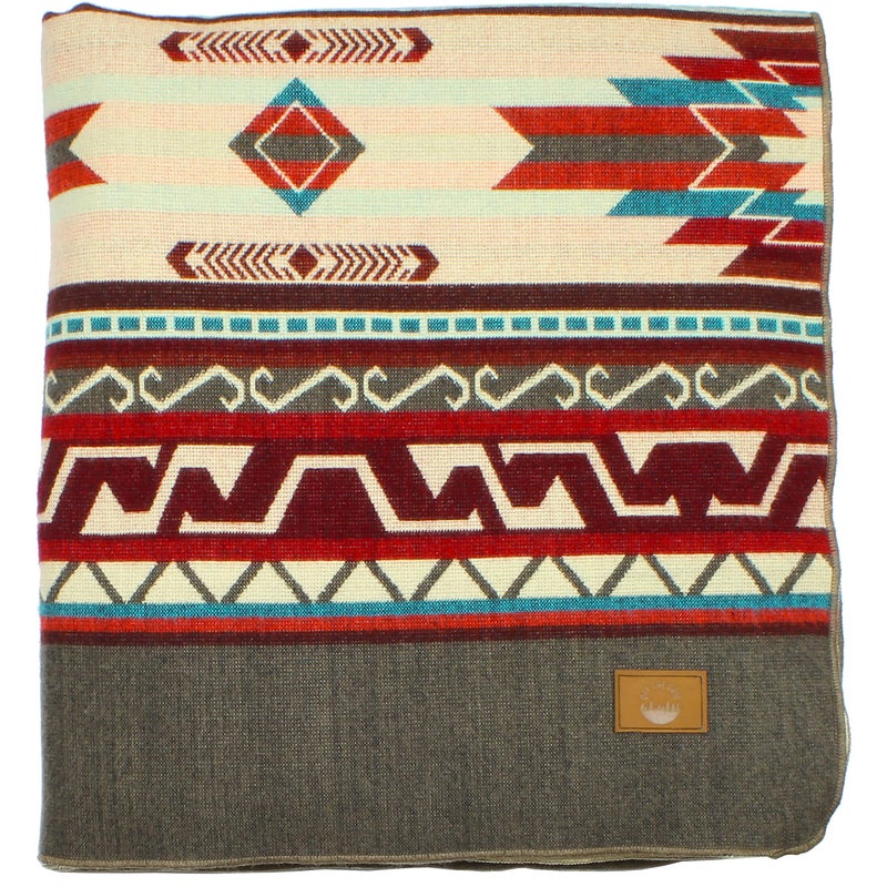 Off the Grid Inca Aztec Throw, Queen, King Blanket | Southwest Indian Navajo Boho Style | Native Cover for Camping, Bedding, Couch, Vanlife | Faux Alpaca, Lightweight, Hypoallergenic (Chimborazo Beige, Queen) - Image 1